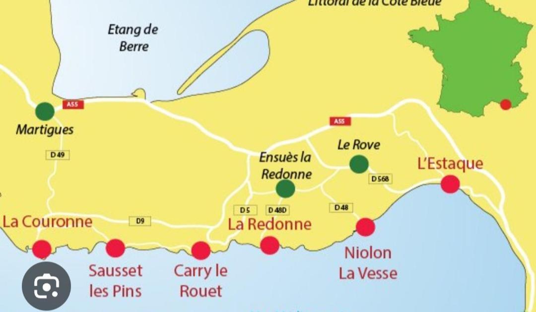 Hébergements sur la côte bleue bord de mer Martigues Extérieur photo